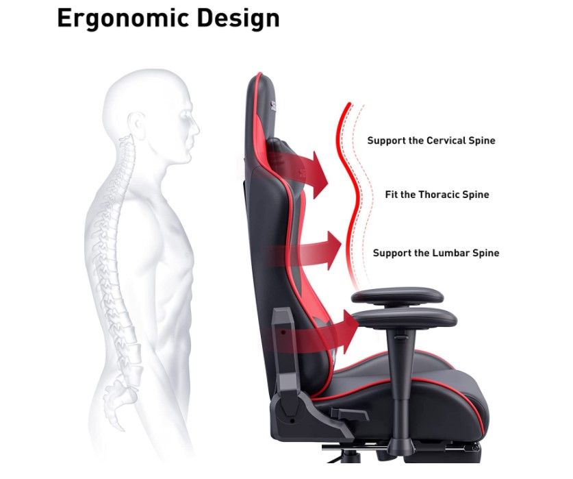 Hbada ergonomic gaming chair red