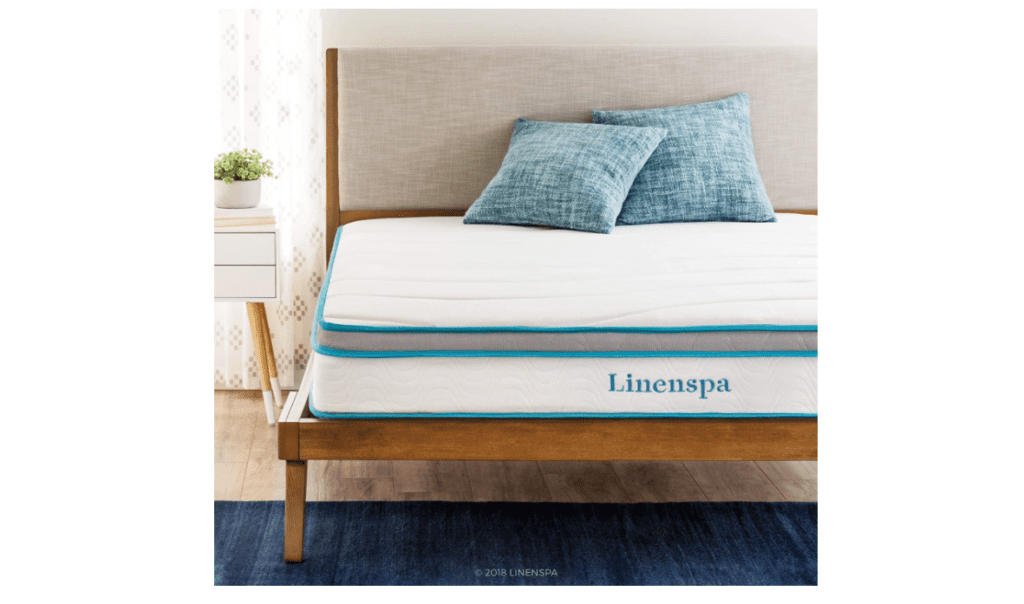 Linenspa 8 Inch Memory Foam and Innerspring Hybrid Medium-Firm Feel-Queen Mattress, White