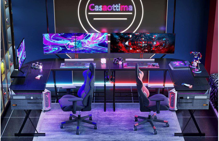 Cassaottima L shaped computer gaming desk