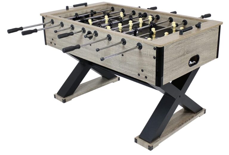 Sunnydaze Delano Foosball Table with Gray Distressed Wood Look - 54.5-Inch Indoor Heavy Duty Soccer Game Table - Table for Gameroom, Man Cave or Basement - Fun for The Whole Family
