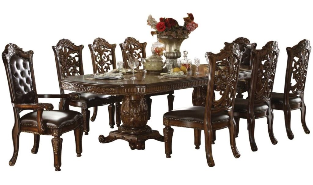 acme Vendome Casual Dining Room Set with Dining Table, Side Chair and Arm Chair